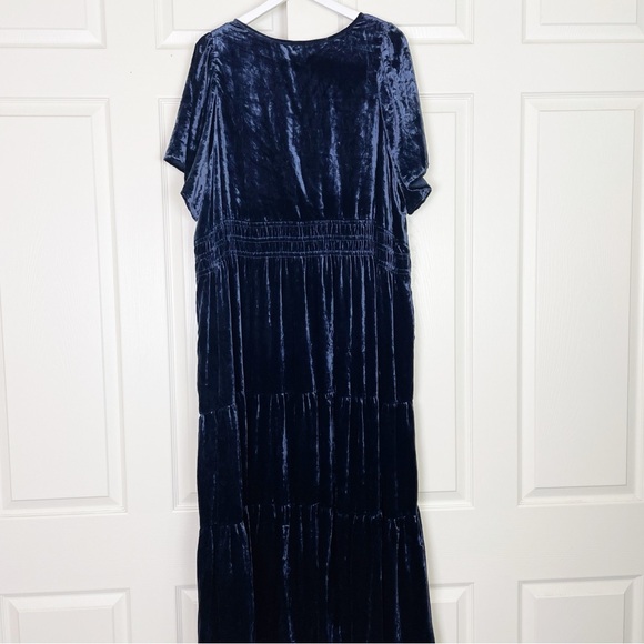Anthropologie Somerset Navy Velvet Tiered Maxi Dress Boho Holiday NWT Sz 3X - Picture 5 of 11